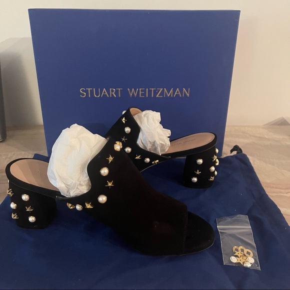 Stuart Weitzman Shoes - Stuart Weitzman Dohickey Embellished Suede Mule Sandal